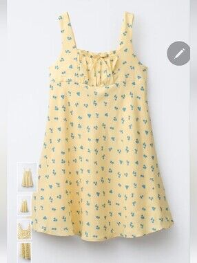 Zara Yellow Sundress with Blue Floral Print